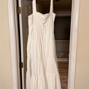 Michael Kors White Tiered Maxi Sundress with Square Neck
